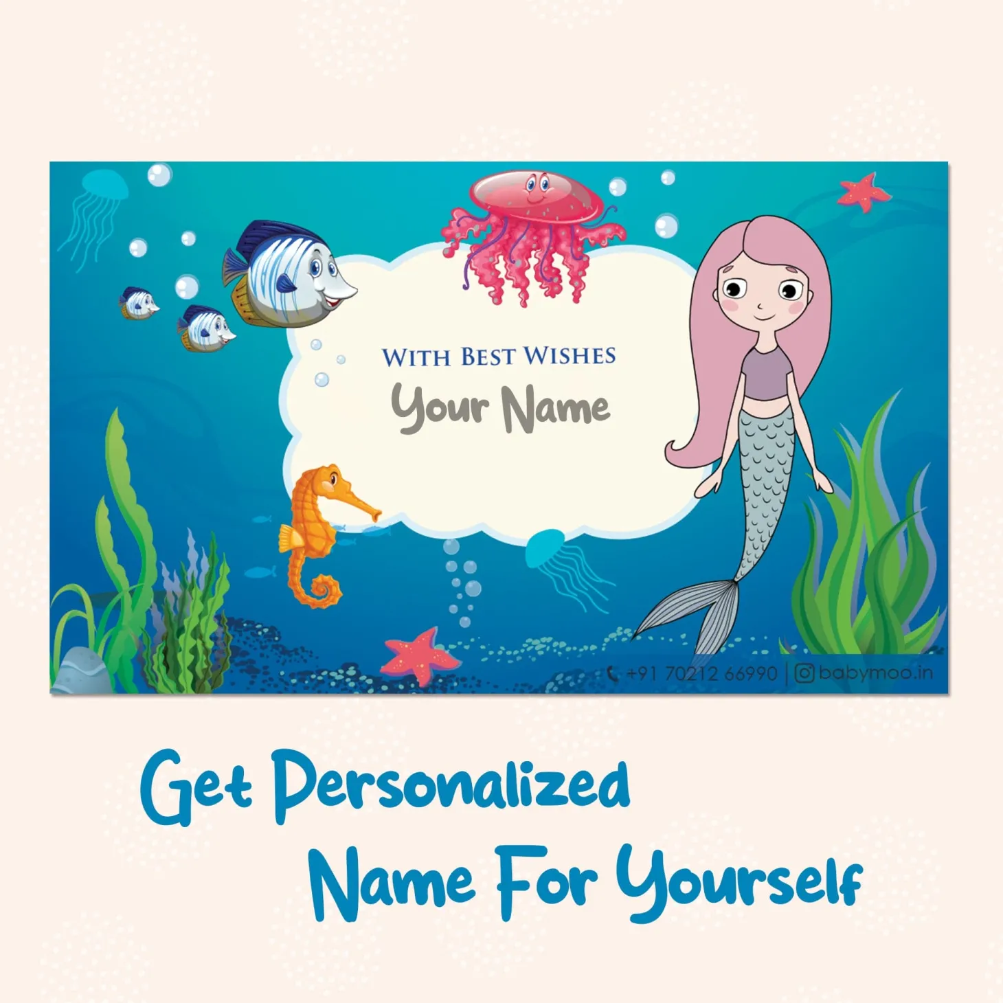 Baby Moo Aqua World 40 Gift Card Pack Personalised Wish Tags - Blue