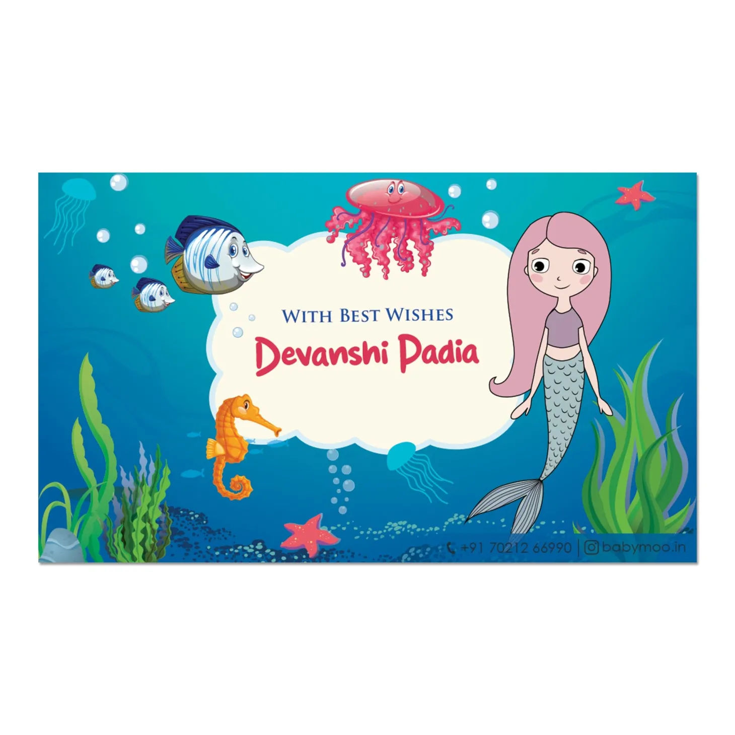 Baby Moo Aqua World 40 Gift Card Pack Personalised Wish Tags - Blue