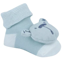 Baby Moo Bear 3D Rattle Anti-Skid Socks Booties Pack of 2 - Beige, Green