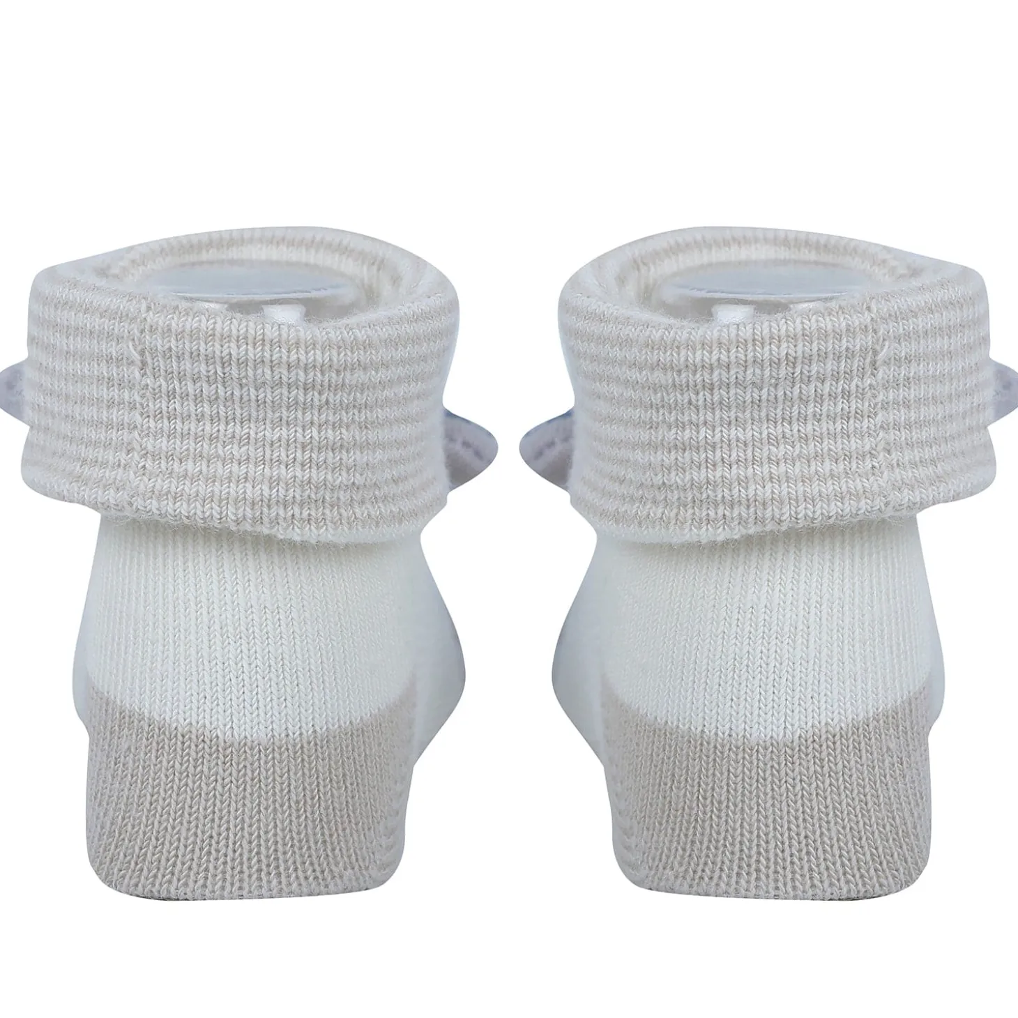 Baby Moo Bear 3D Rattle Anti-Skid Socks Booties Pack of 2 - Beige, Green