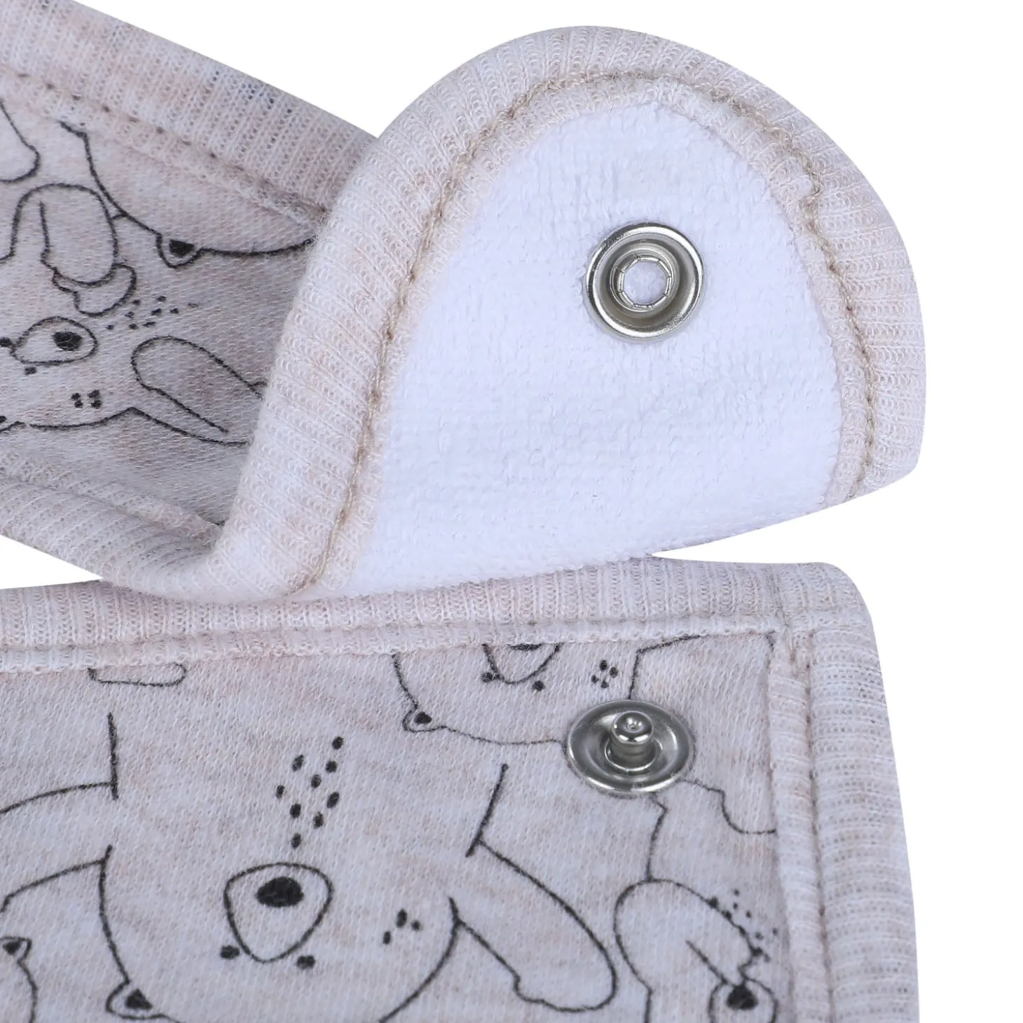 Baby Moo Bear Hug Cotton 2 Pack Buttoned Feeding Bibs - Grey