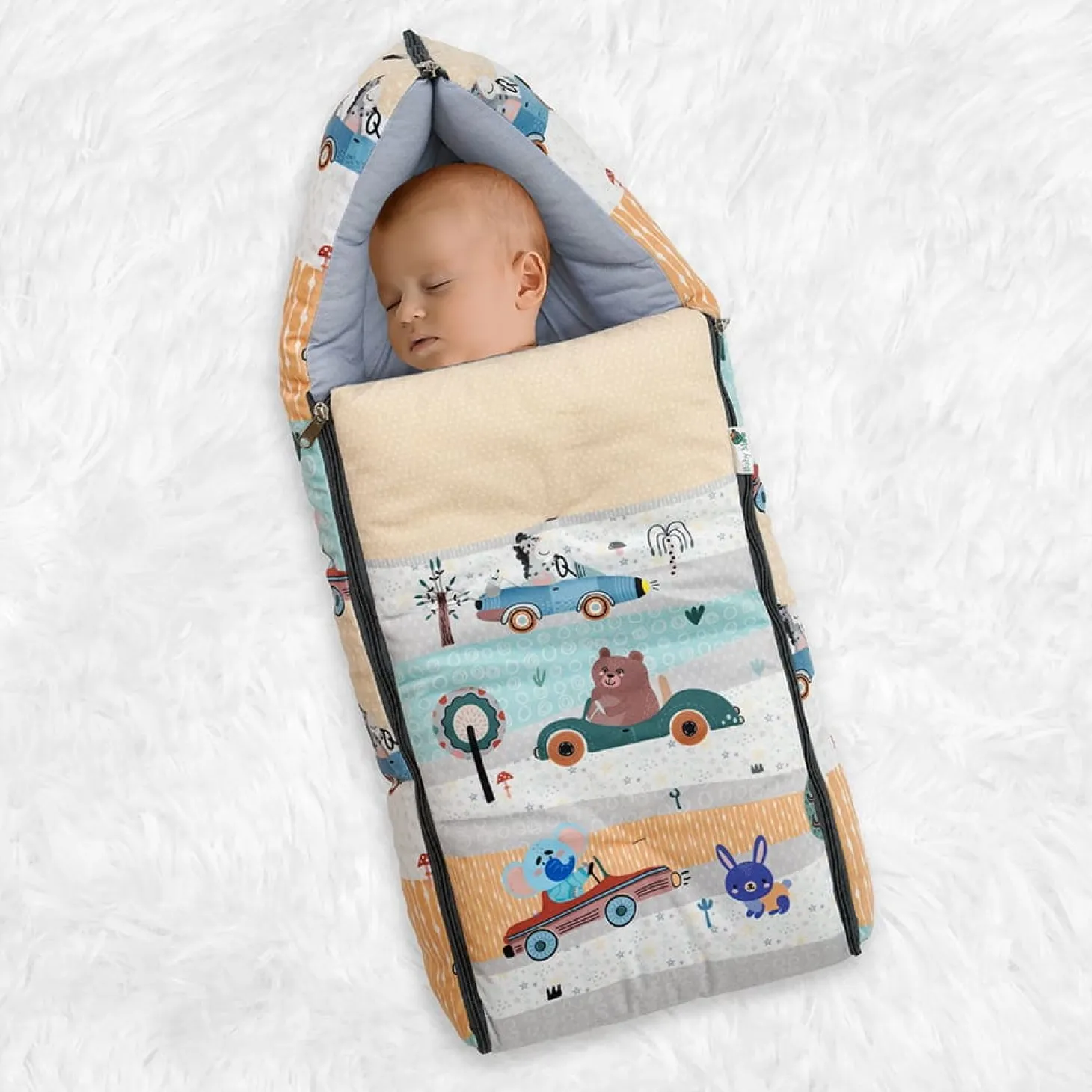 Baby Moo Bear in Car Premium Carry Nest Velvet With Hosiery Lining Sleeping Bag - Yellow