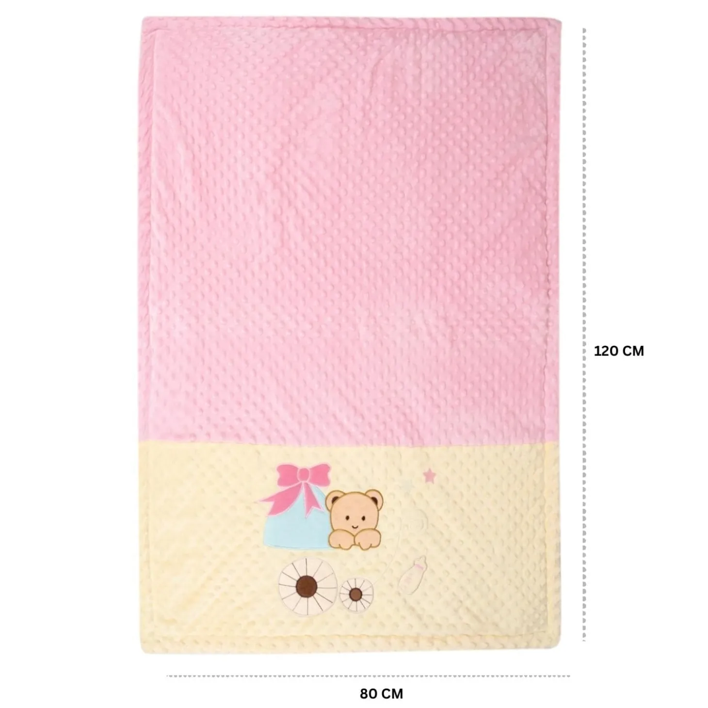 Baby Moo Bear in Pram Plush Cotton All Season Nursery Blanket - Pink