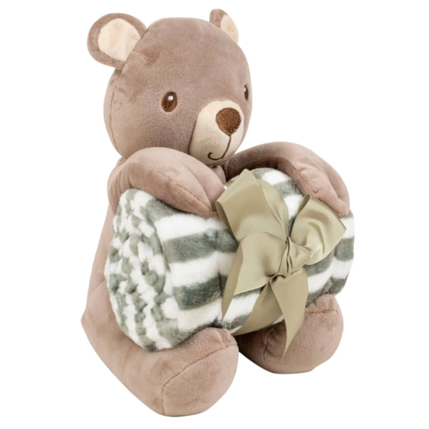 Baby Moo Bear Snuggle Buddy Soft Rattle and Plush Blanket Gift Toy Blanket - Brown