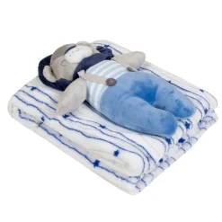 Baby Moo Bear Snuggle Buddy Soft Rattle and Plush Blanket Gift Toy Blanket - Blue