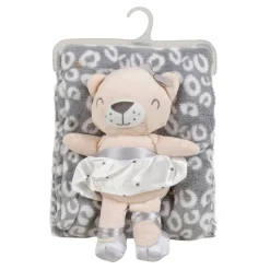 Baby Moo Bear Snuggle Buddy Soft Rattle and Plush Blanket Gift Toy Blanket - Grey