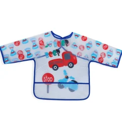 Baby Moo Beep Beep Car Long Sleeves Waterproof Wear Me Bib - Blue