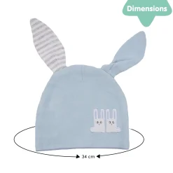 Baby Moo Big Bunny Ears All Season Stretchable Hosiery Warm 3D Beanie Cap - Blue