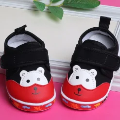 Baby Moo Blissful Bear Velcro Strap Anti-Skid Chu Chu Sound Sneakers - Black