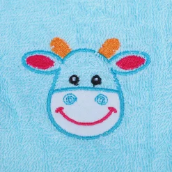 Baby Moo Blushing Cow Embroidered Half Sleeves Bathrobe - Turquoise