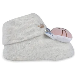 Baby Moo Blushing Kitty Cotton Anti-Skid 3D Socks - Grey