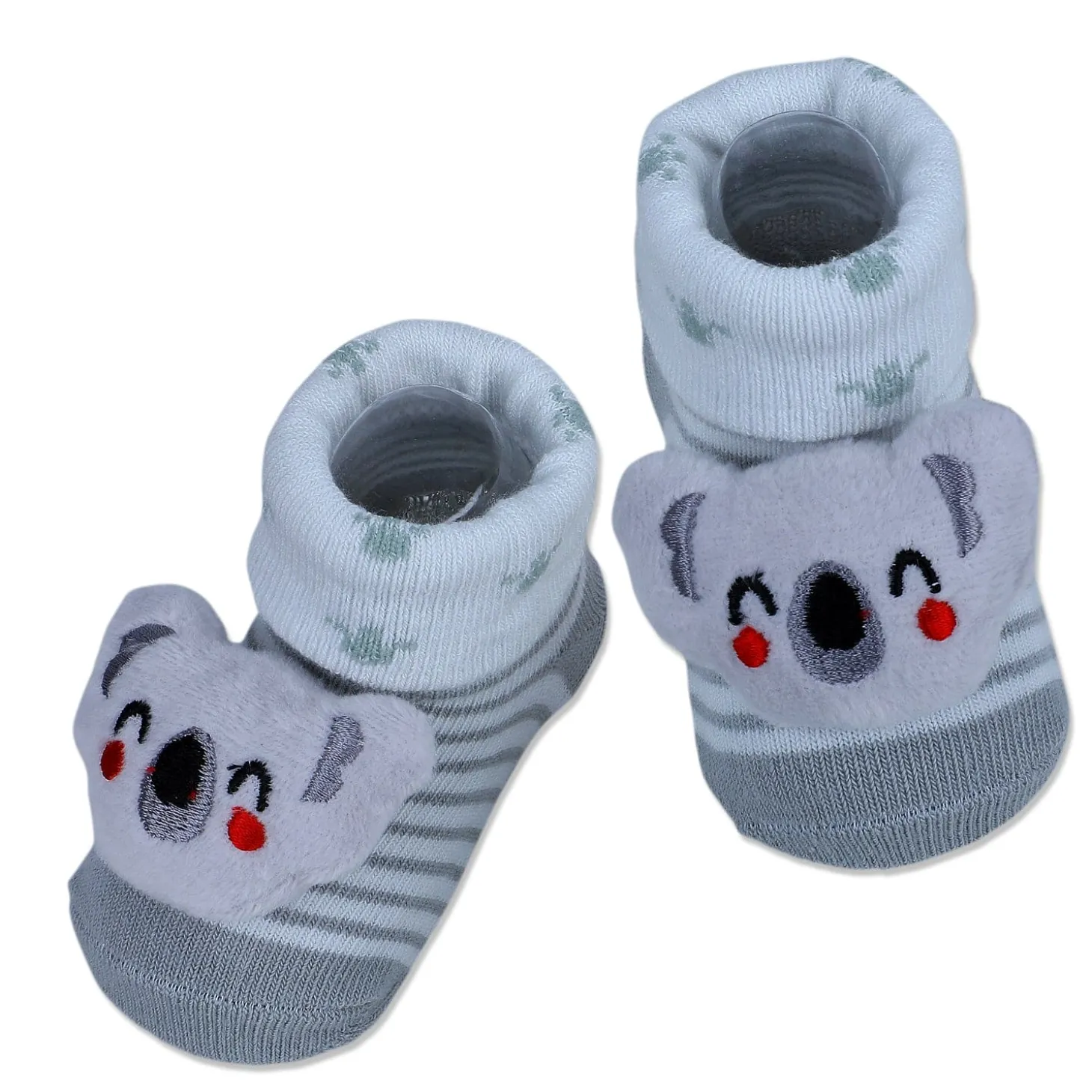 Baby Moo Blushing Koala Cotton Anti-Skid 3D Socks - Grey
