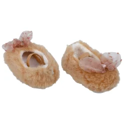Baby Moo Bow Applique Warm Furry Booties - Brown