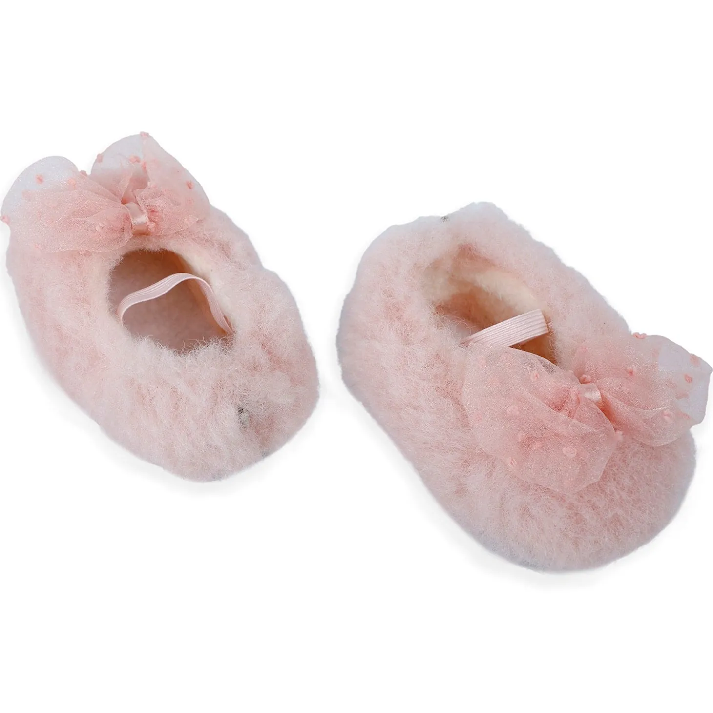 Baby Moo Bow Applique Warm Furry Booties - Pink