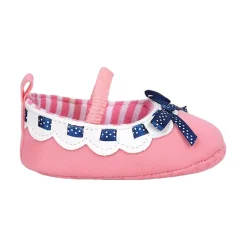 Baby Moo Bow Knot Mary Jane Elastic Strap Anti-Skid Ballerina Booties - Peach
