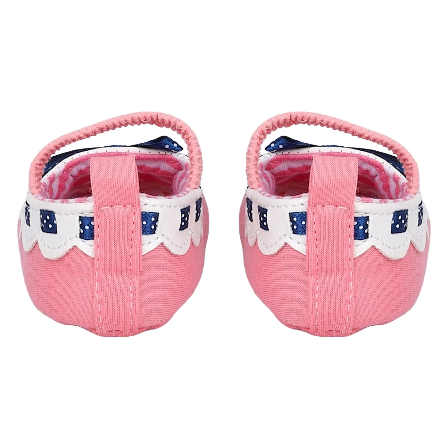 Baby Moo Bow Knot Mary Jane Elastic Strap Anti-Skid Ballerina Booties - Peach