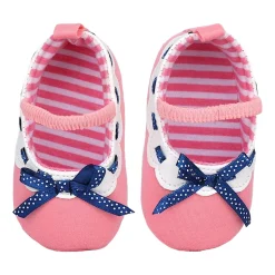 Baby Moo Bow Knot Mary Jane Elastic Strap Anti-Skid Ballerina Booties - Peach