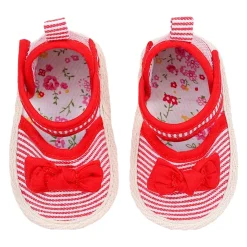 Baby Moo Bow Knot Striped Velcro Straps Anti-Skid Sandals - Red