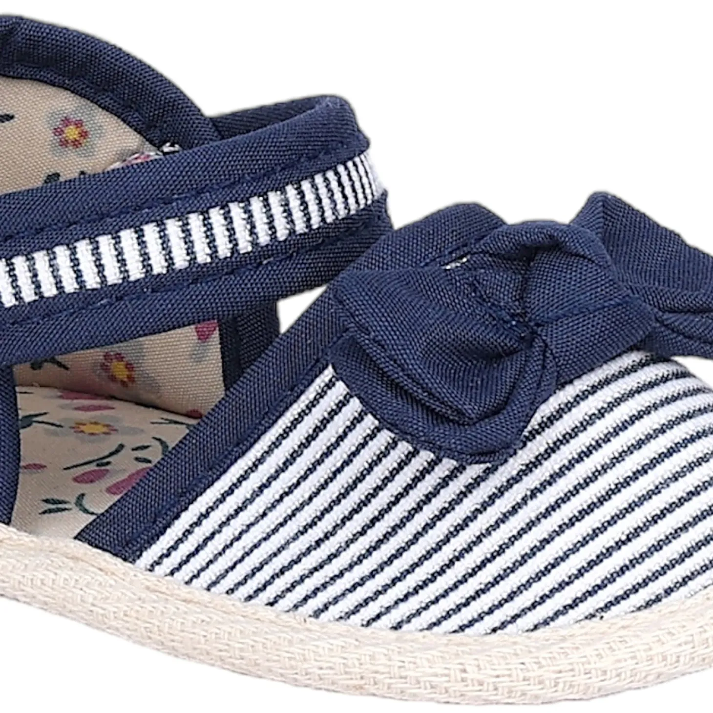 Baby Moo Bow Nautical Striped Velcro Straps Anti-Skid Sandals - Blue