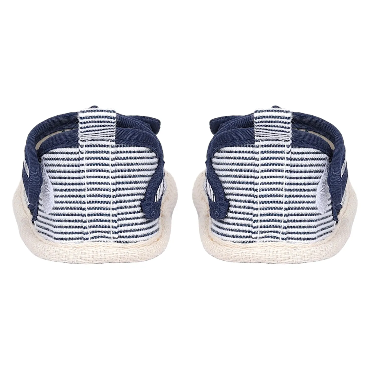 Baby Moo Bow Nautical Striped Velcro Straps Anti-Skid Sandals - Blue