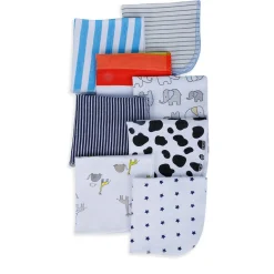 Baby Moo Boys Theme Cotton 20 x 20 cm Soft Hosiery Wash Cloth - Multicolour