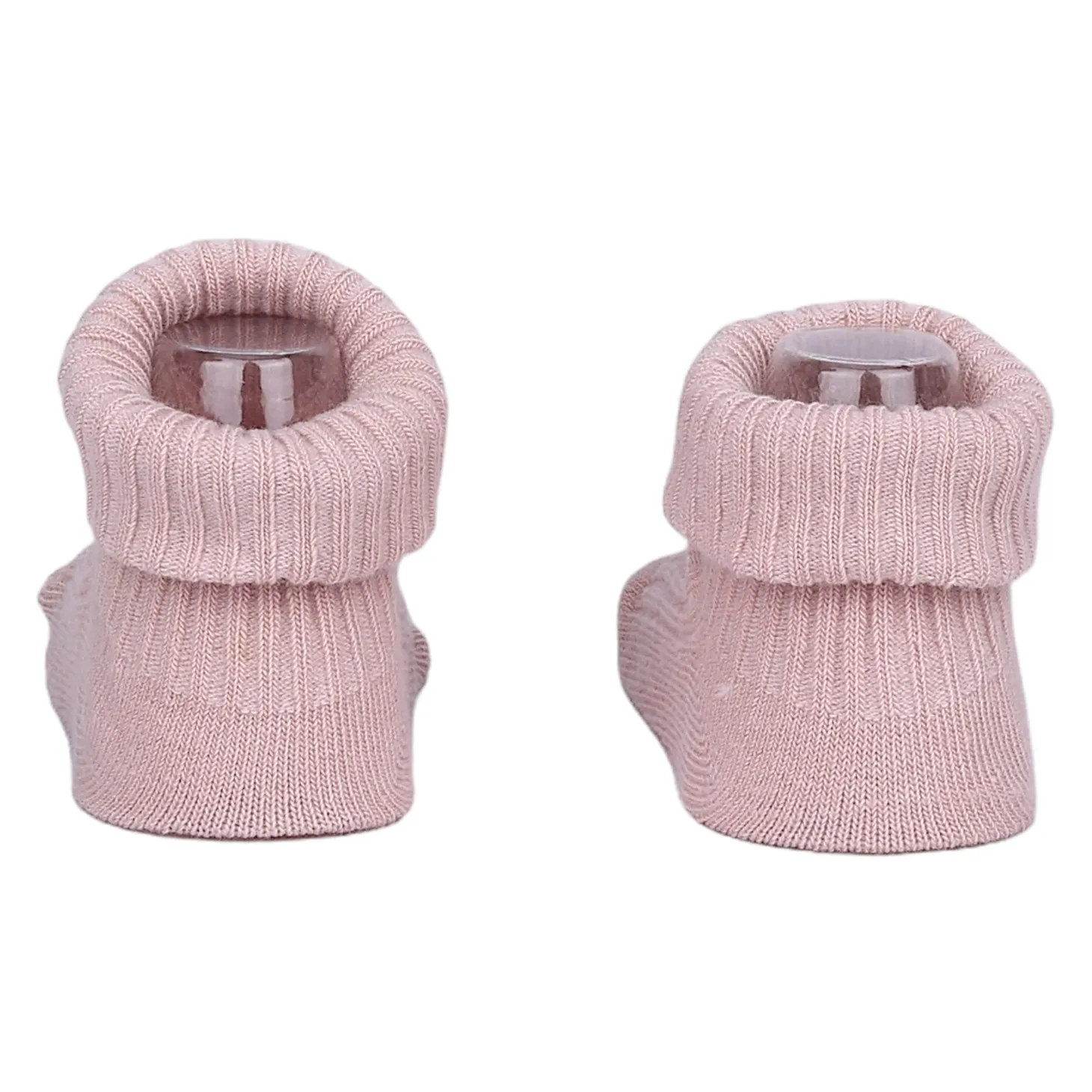 Baby Moo Bunny And Fox 3D Rattle Anti-Skid Socks Booties Pack of 2 - Peach, Rose Gold