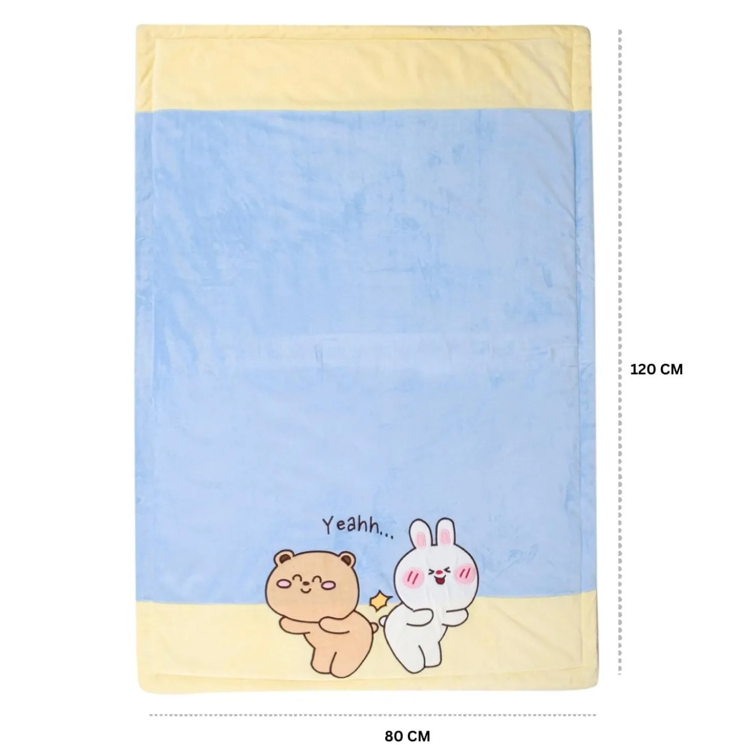 Baby Moo Bunny Bear Friends Plush Cotton All Season Nursery Blanket - Blue