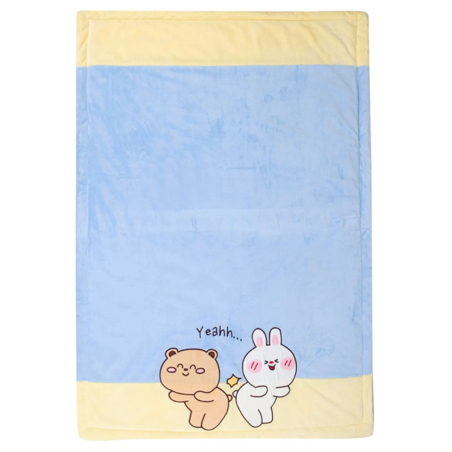 Baby Moo Bunny Bear Friends Plush Cotton All Season Nursery Blanket - Blue