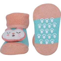 Baby Moo Bunny Chick 3D Rattle Anti-Skid Socks Booties Pack of 3 - Orange