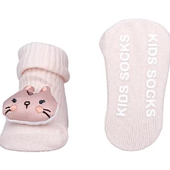 Baby Moo Bunny Fox Bear 3D Rattle Anti-Skid Socks Booties Pack of 3 - Mauve, Mustard