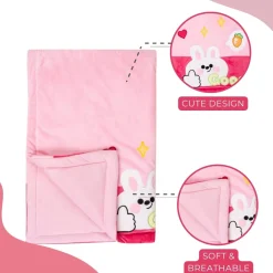 Baby Moo Bunny Plush Cotton All Season Nursery Blanket - Pink