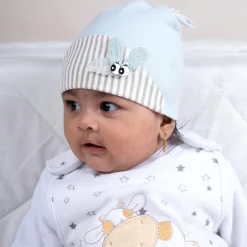 Baby Moo Busy Bee All Season Stretchable Hosiery Warm 3D Beanie Cap - Blue