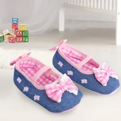 Baby Moo Butterfly Bow Pink And Blue Booties