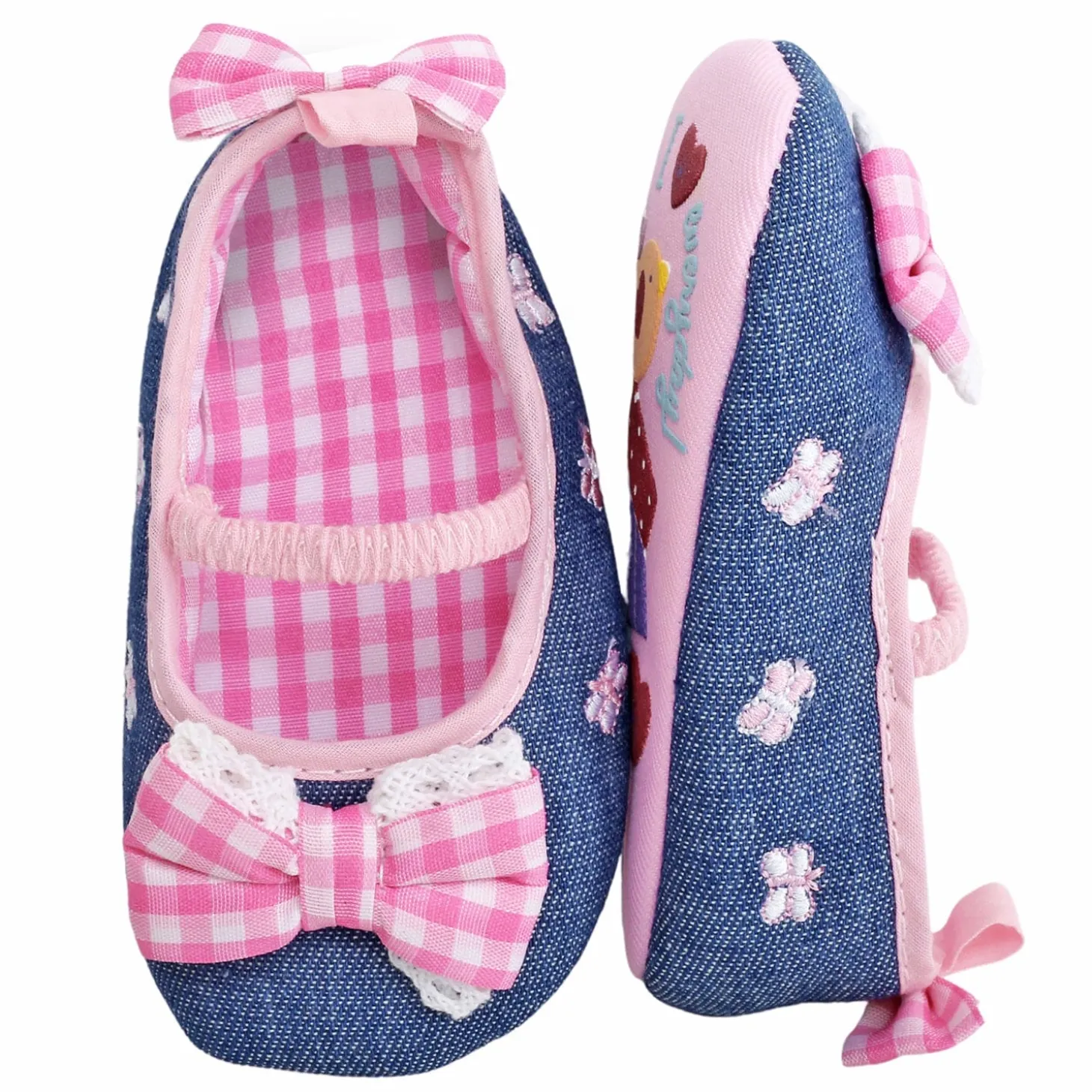 Baby Moo Butterfly Bow Pink And Blue Booties