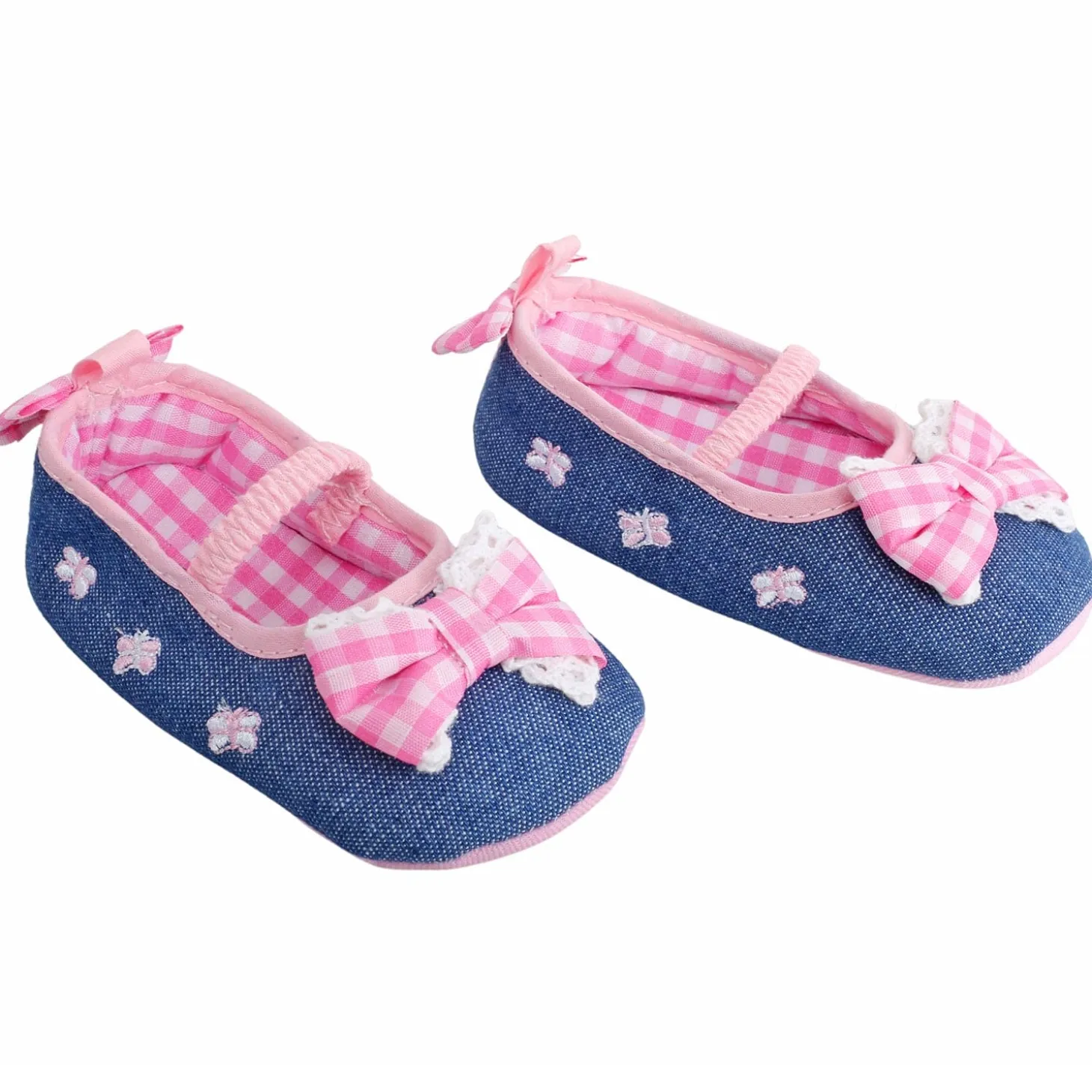 Baby Moo Butterfly Bow Pink And Blue Booties