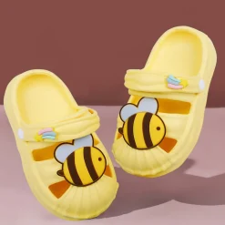 Baby Moo Buzzing Bee Applique Waterproof Anti-Skid Sling Back Clogs - Yellow