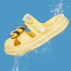 Baby Moo Buzzing Bee Applique Waterproof Anti-Skid Sling Back Clogs - Yellow