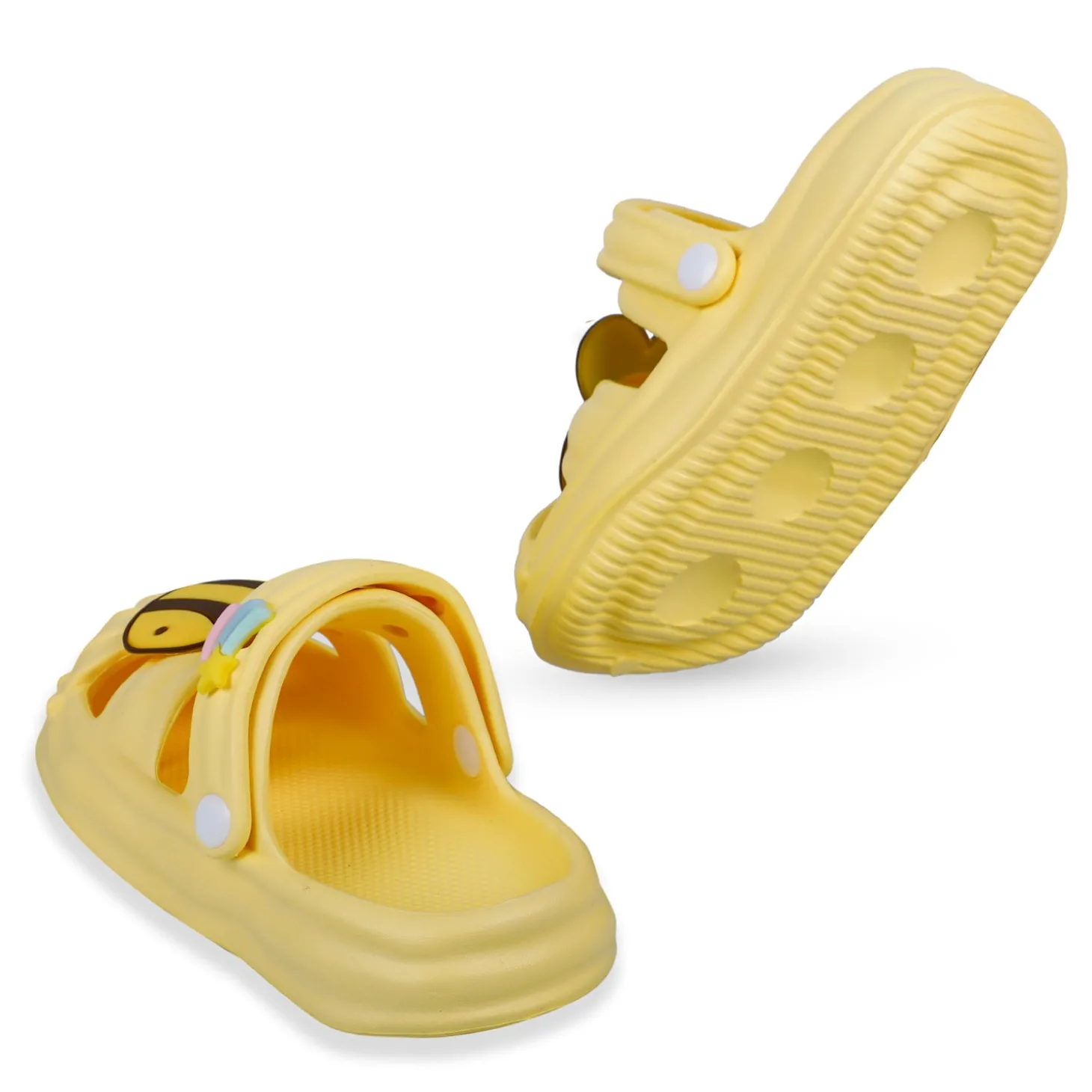 Baby Moo Buzzing Bee Applique Waterproof Anti-Skid Sling Back Clogs - Yellow