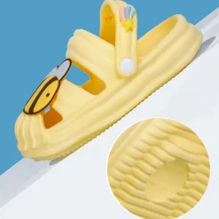 Baby Moo Buzzing Bee Applique Waterproof Anti-Skid Sling Back Clogs - Yellow