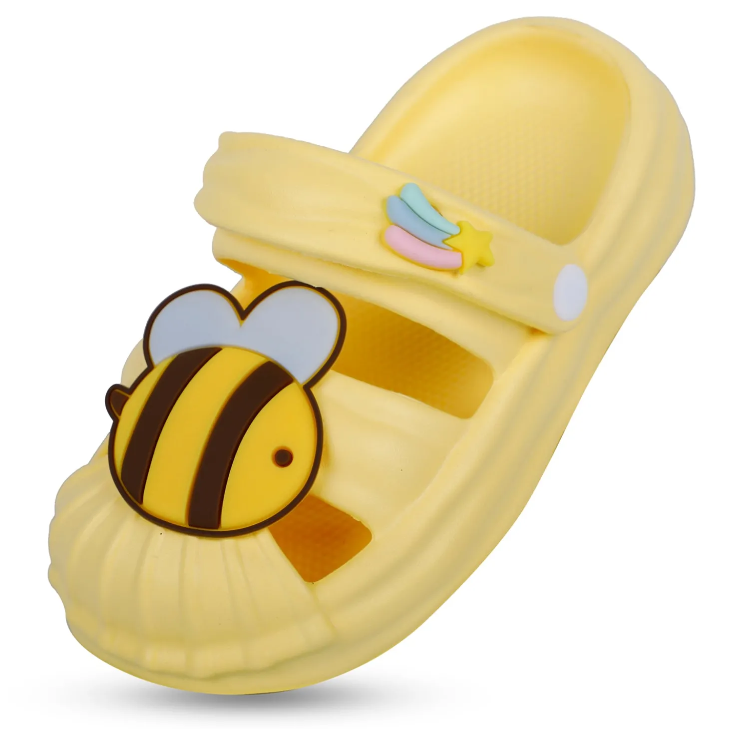 Baby Moo Buzzing Bee Applique Waterproof Anti-Skid Sling Back Clogs - Yellow