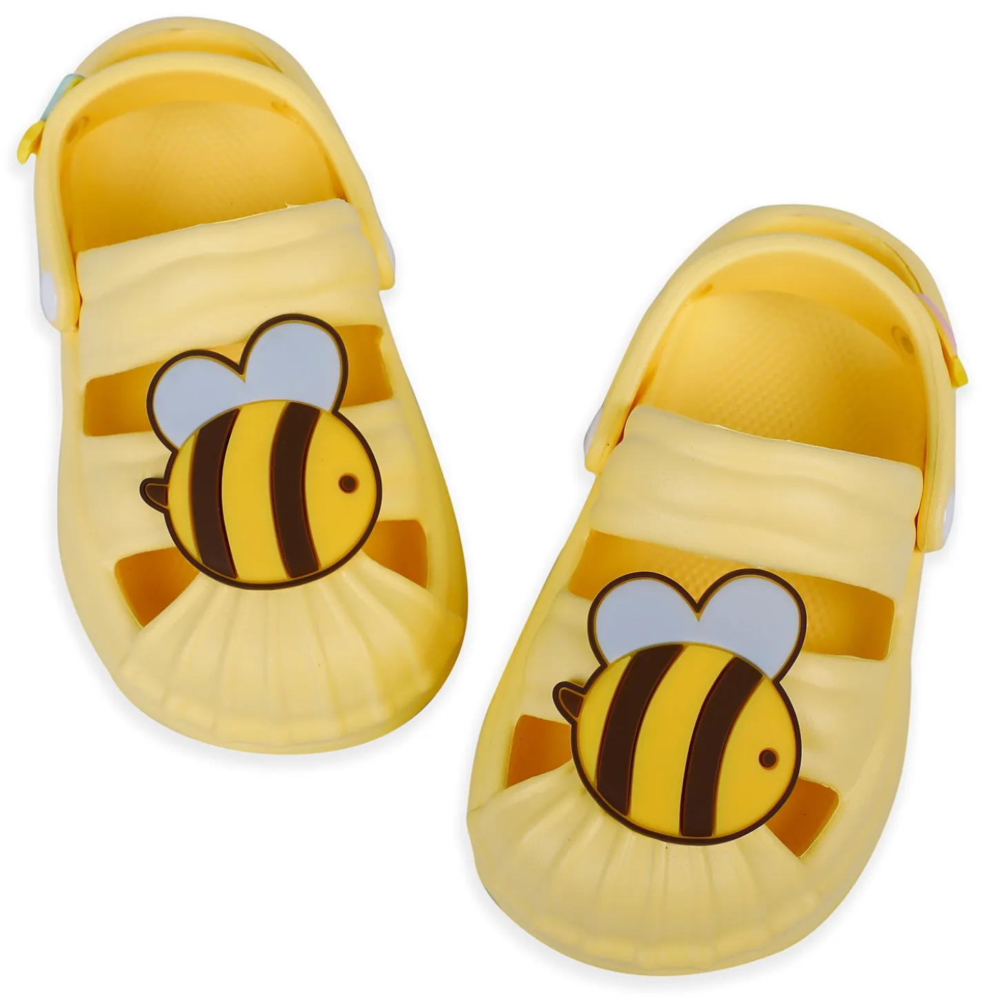 Baby Moo Buzzing Bee Applique Waterproof Anti-Skid Sling Back Clogs - Yellow
