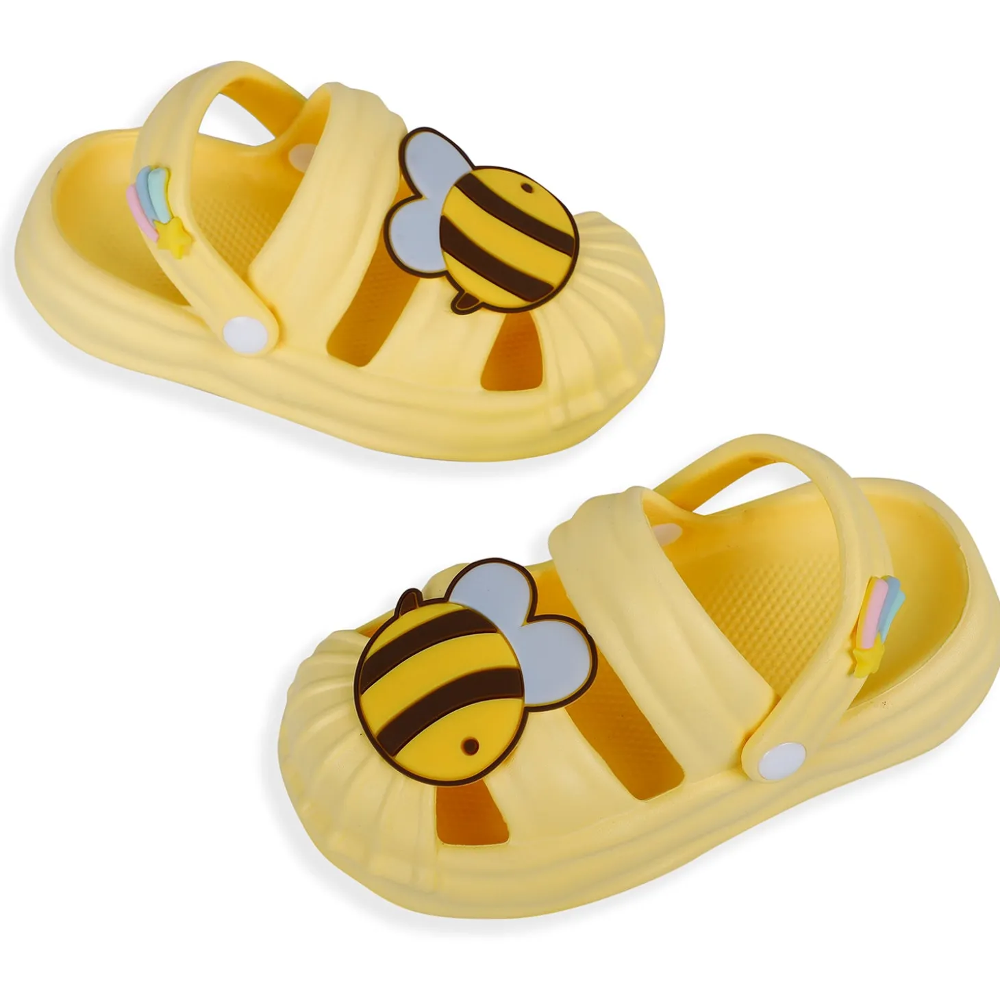 Baby Moo Buzzing Bee Applique Waterproof Anti-Skid Sling Back Clogs - Yellow