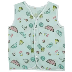 Baby Moo Car And Fruit Print V-Neck Sleeveless Front Opening Button Cotton Jhablas 5 Pcs - Yellow, Multicolour