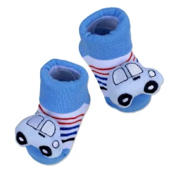 Baby Moo Car Cotton Anti-Skid 3D Socks - Blue
