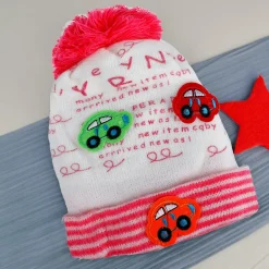 Baby Moo Car Pom Pom Breathable Beanie Warm Knitted Woollen Cap - Pink
