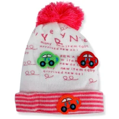 Baby Moo Car Pom Pom Breathable Beanie Warm Knitted Woollen Cap - Pink