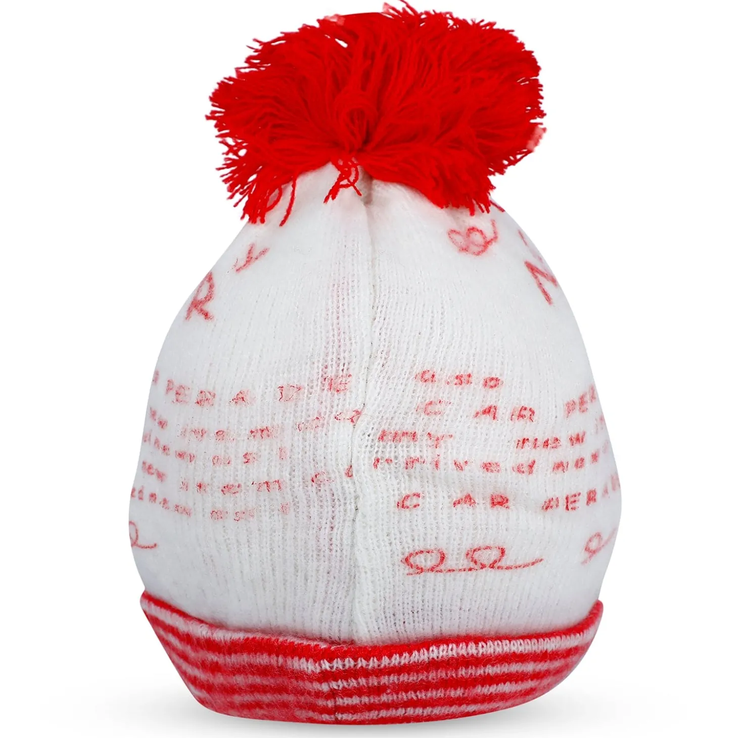 Baby Moo Car Pom Pom Breathable Beanie Warm Knitted Woollen Cap - Red
