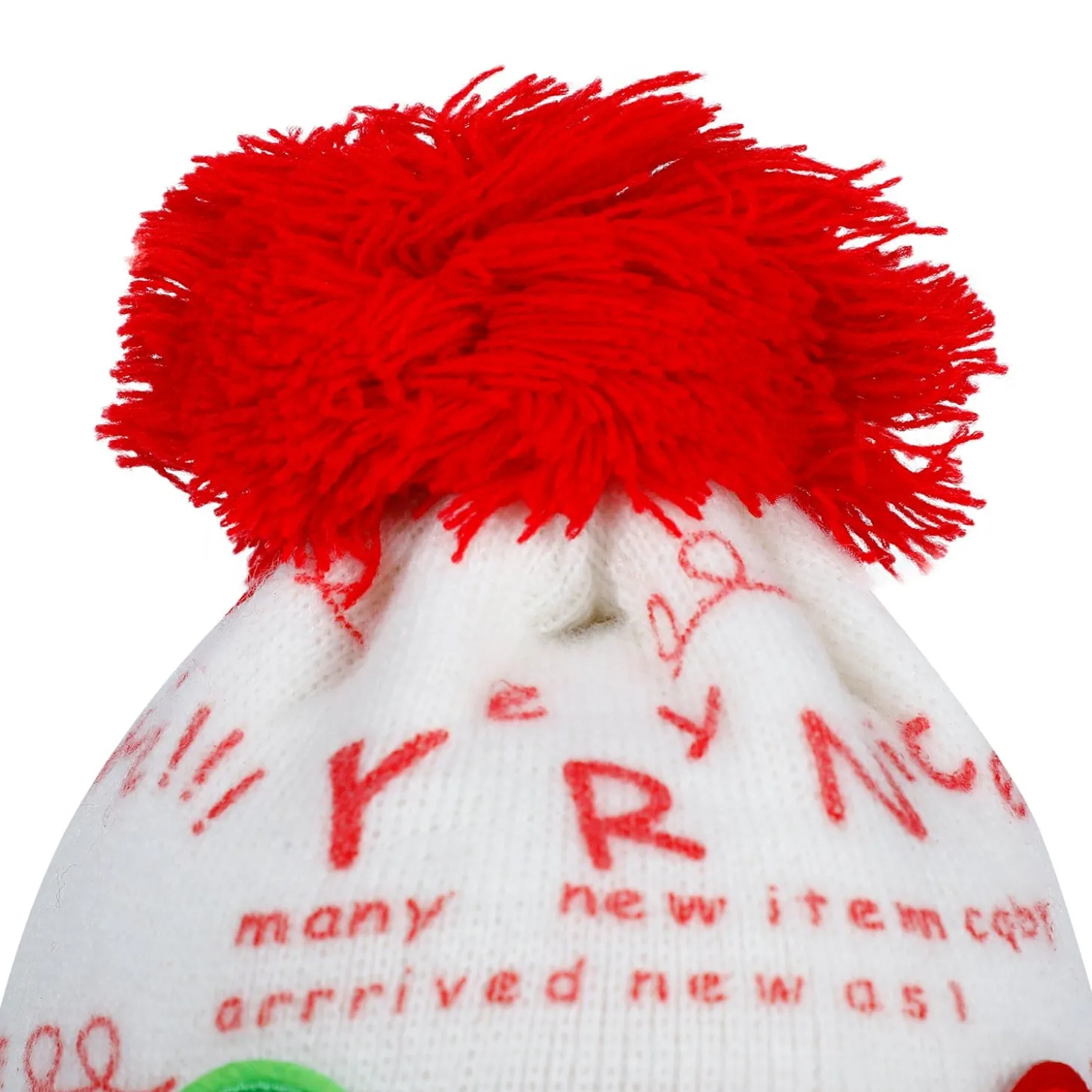 Baby Moo Car Pom Pom Breathable Beanie Warm Knitted Woollen Cap - Red