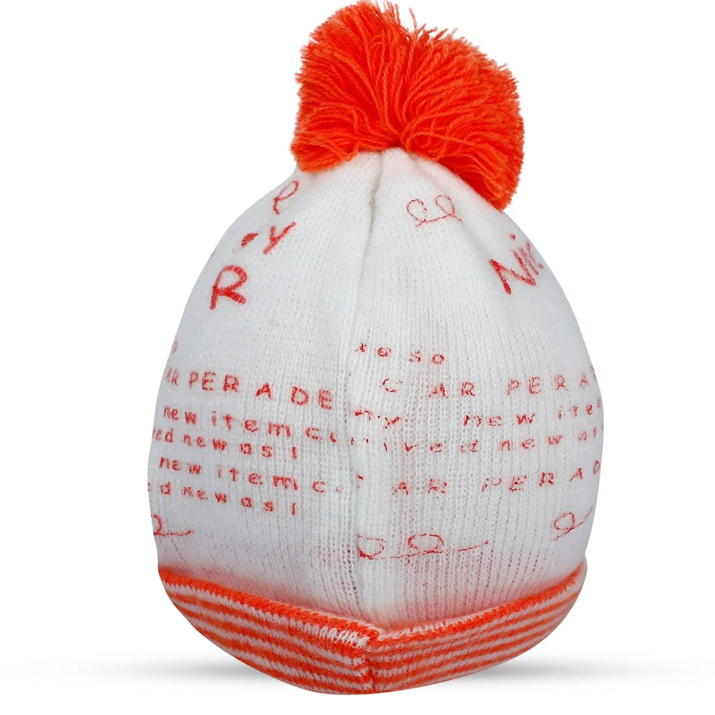 Baby Moo Car Pom Pom Breathable Beanie Warm Knitted Woollen Cap - Orange