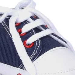 Baby Moo Car Printed Lace-Up Design Anti-Skid Denim Sneakers - Blue, White